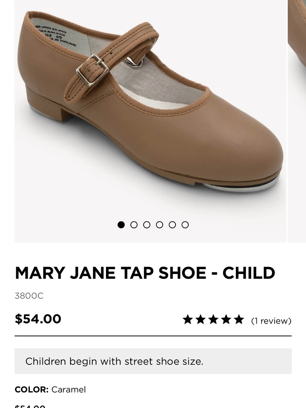 NWT Capezio Child 1.5 Mary Jane Tap Shoe - Caramel Tan